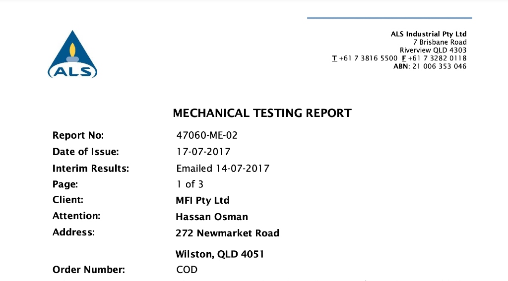 Mechanical Test Report